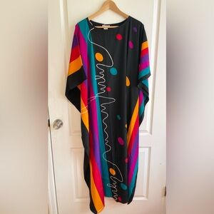 Vintage Ruth Norman New York Colorful Caftan Abstract Art To Wear One Size
